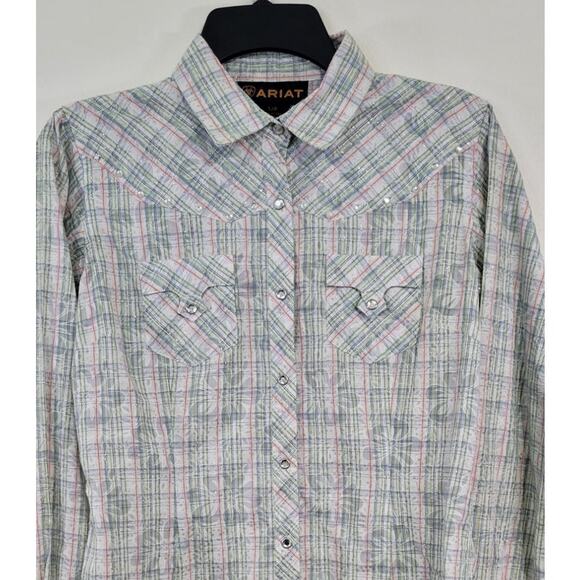 Ariat Shirt Womens Small Collared Plaid Cowgirl Western Understated Rodeo Shirt - Picture 2 of 10